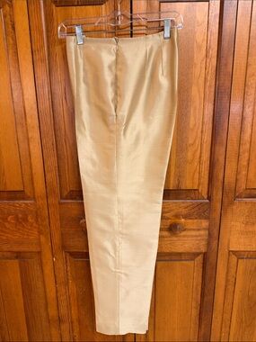 Talbots Pure Silk Gold Shimmer Straight Leg Dressy Tailored Pants Size 8
